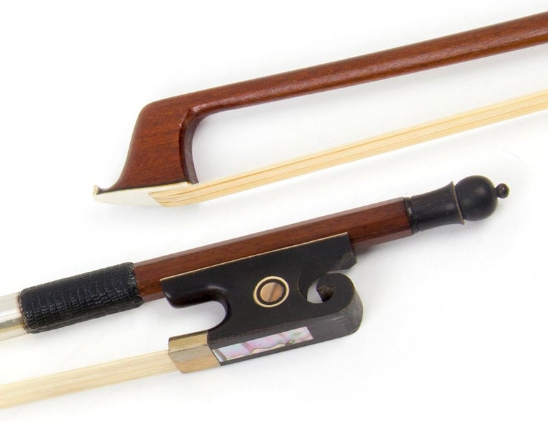 Kmise Violin Bow 4/4 Sandalwood Bows for Fiddle Octagonal Round Stick with Mongolian Horse Hair Ox Horn Frog Silver Wire Winding for Beginners and Advanced Players - Image 1
